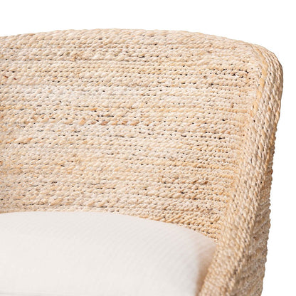 Seagrass Bar Stool with Mahogany Wood Frame, Whitewash