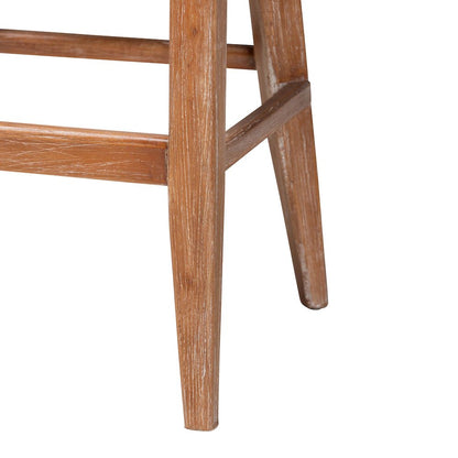 Seagrass Bar Stool with Mahogany Wood Frame, Whitewash