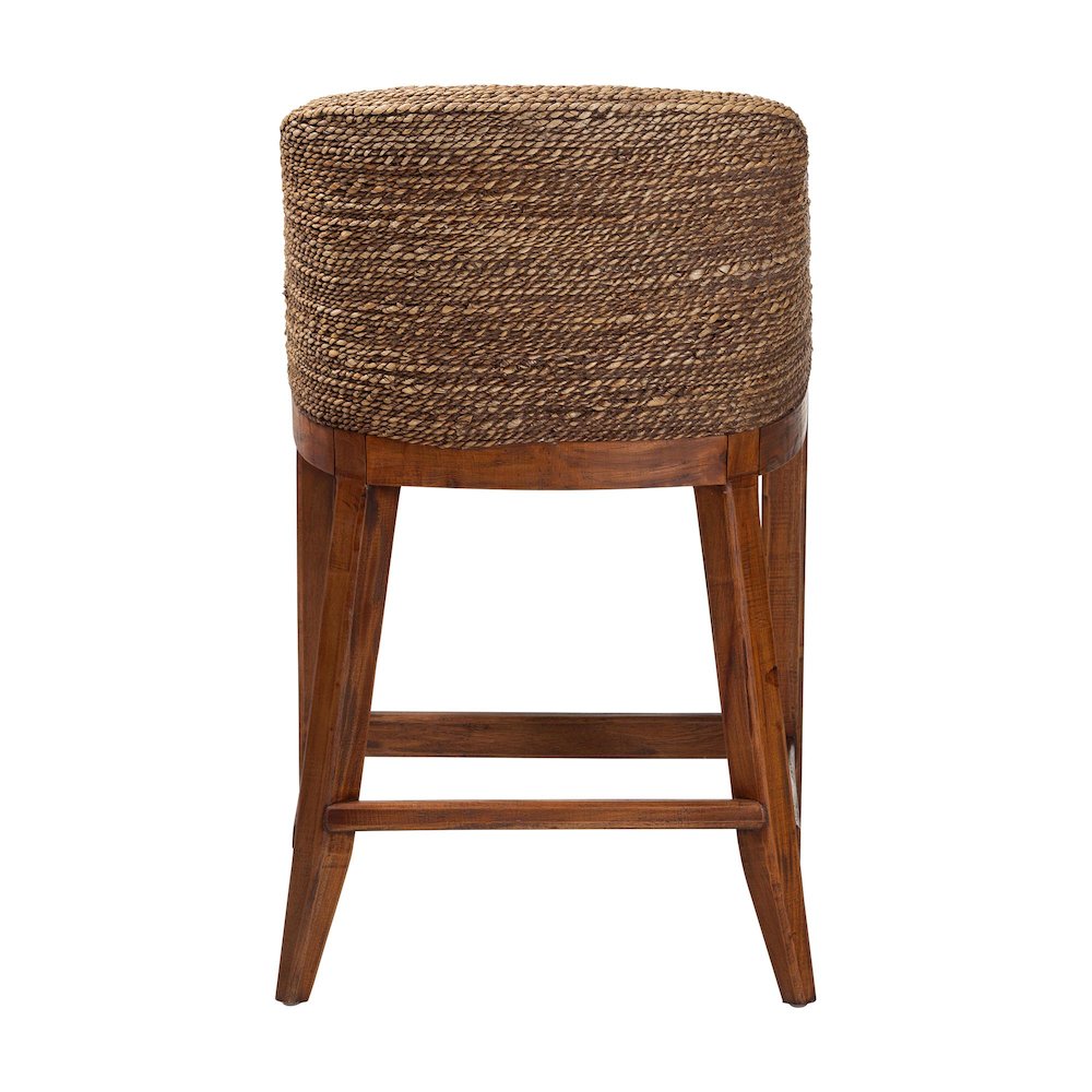 Seagrass Counter Stool with Mahogany Wood Frame, Brown Wash
