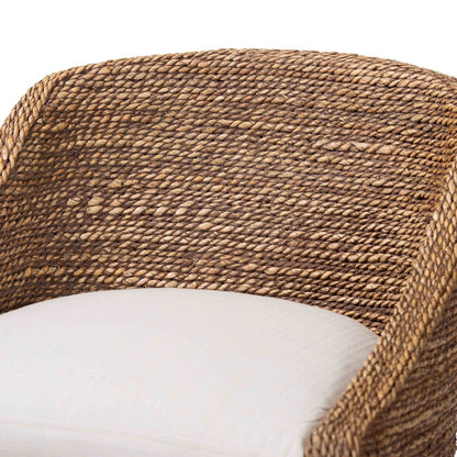 Seagrass Counter Stool with Mahogany Wood Frame, Brown Wash