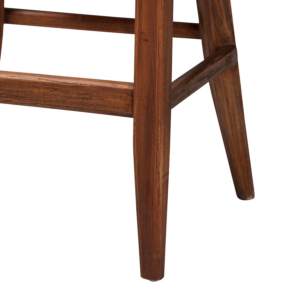 Seagrass Bar Stool with Mahogany Wood Frame, Brown Wash