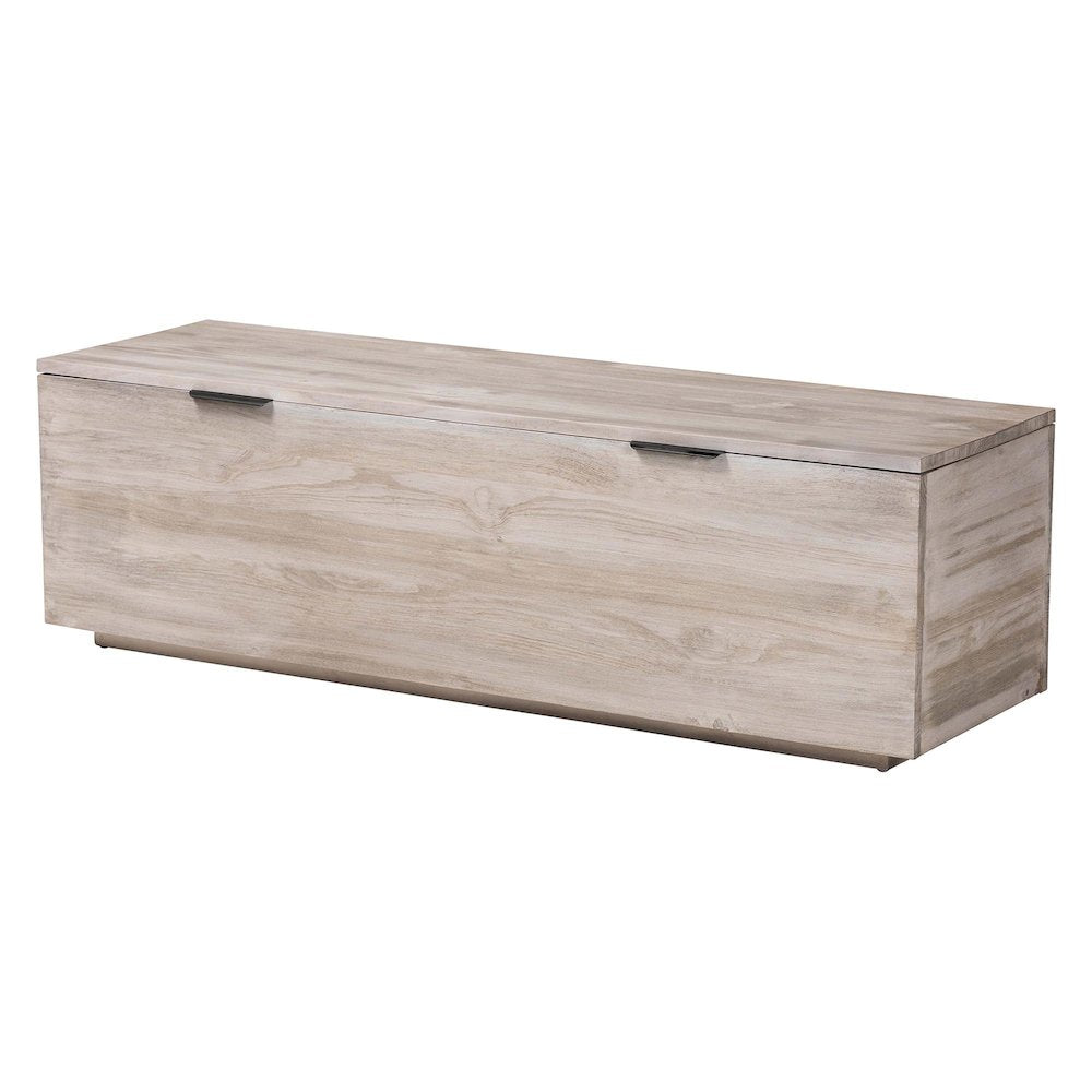 Wood Storage Trunk with Hinged Lid - Rectangular Blanket Chest and Bedroom Bench