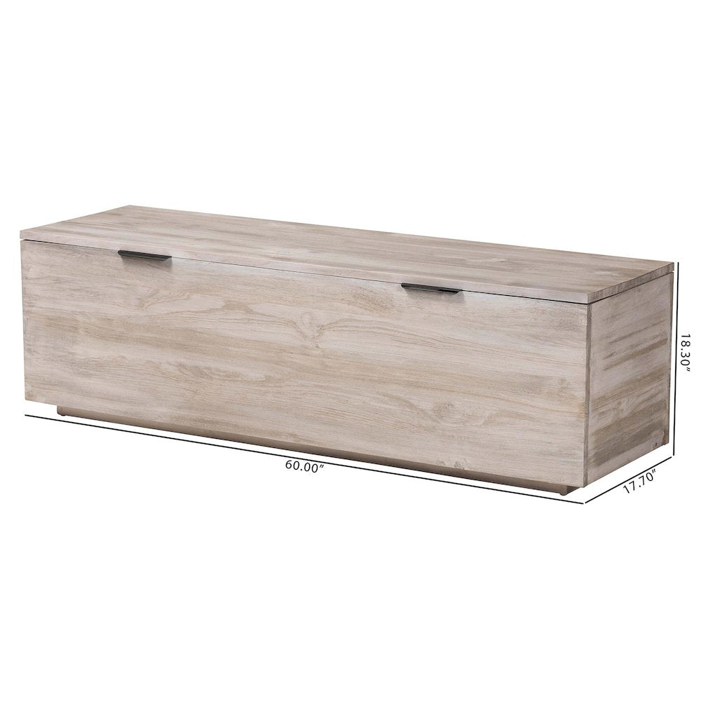 Wood Storage Trunk with Hinged Lid - Rectangular Blanket Chest and Bedroom Bench