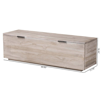 Wood Storage Trunk with Hinged Lid - Rectangular Blanket Chest and Bedroom Bench