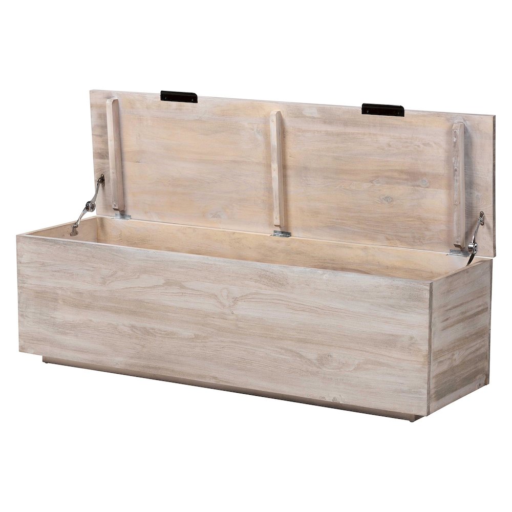 Wood Storage Trunk with Hinged Lid - Rectangular Blanket Chest and Bedroom Bench