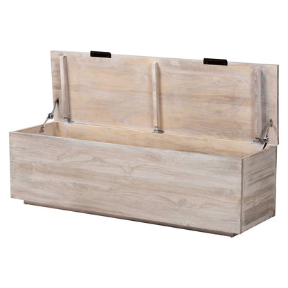 Wood Storage Trunk with Hinged Lid - Rectangular Blanket Chest and Bedroom Bench