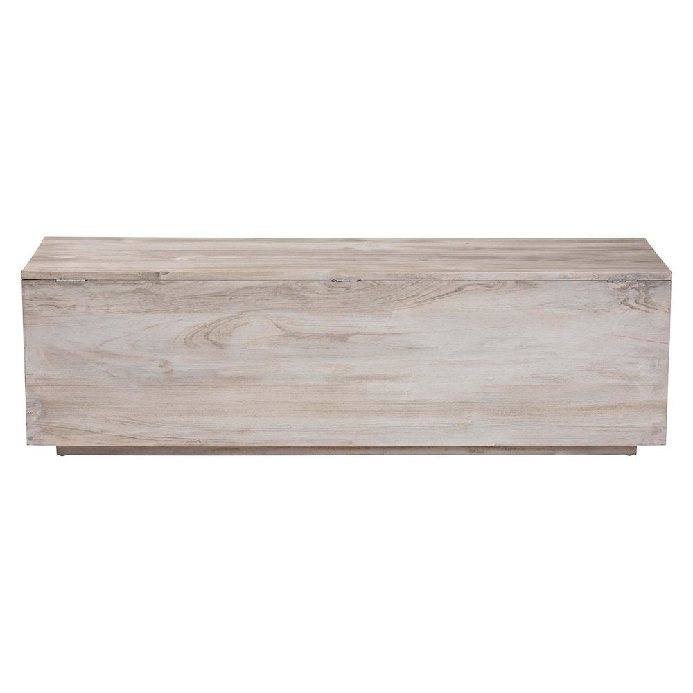 Wood Storage Trunk with Hinged Lid - Rectangular Blanket Chest and Bedroom Bench