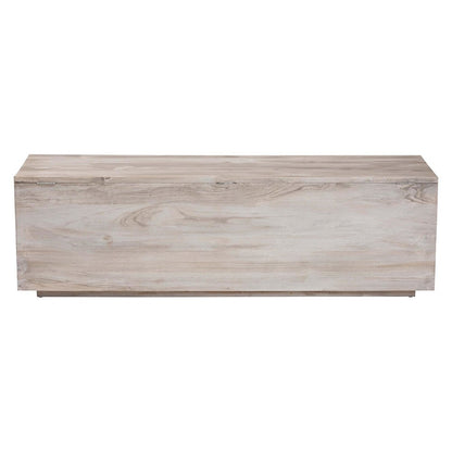 Wood Storage Trunk with Hinged Lid - Rectangular Blanket Chest and Bedroom Bench