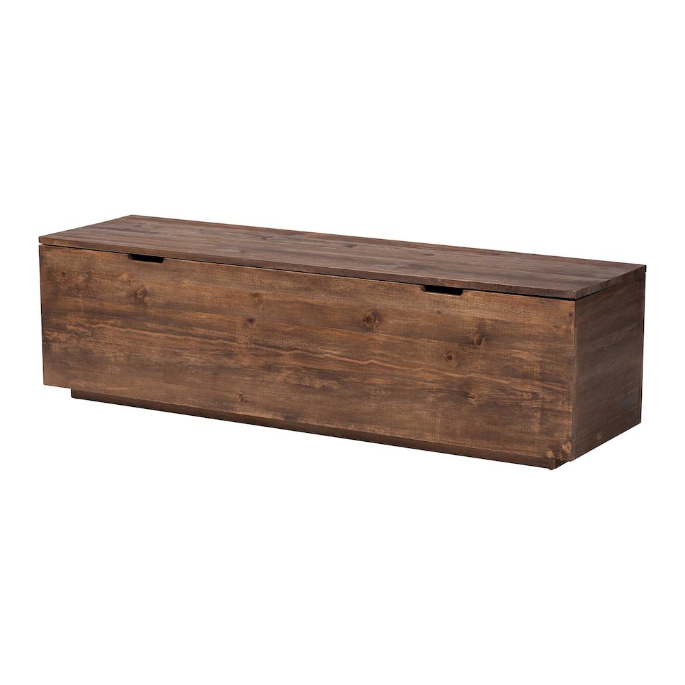 Wood Storage Trunk with Hinged Lid - Rectangular Blanket Chest and Bedroom Bench