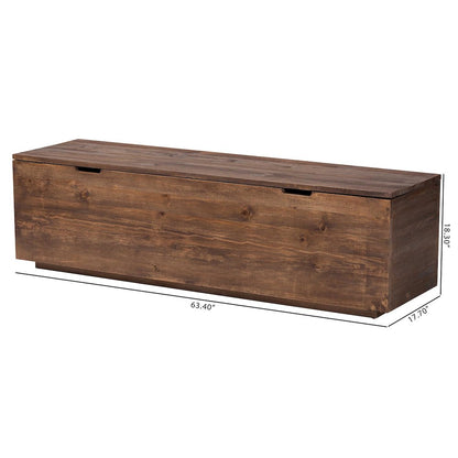 Wood Storage Trunk with Hinged Lid - Rectangular Blanket Chest and Bedroom Bench