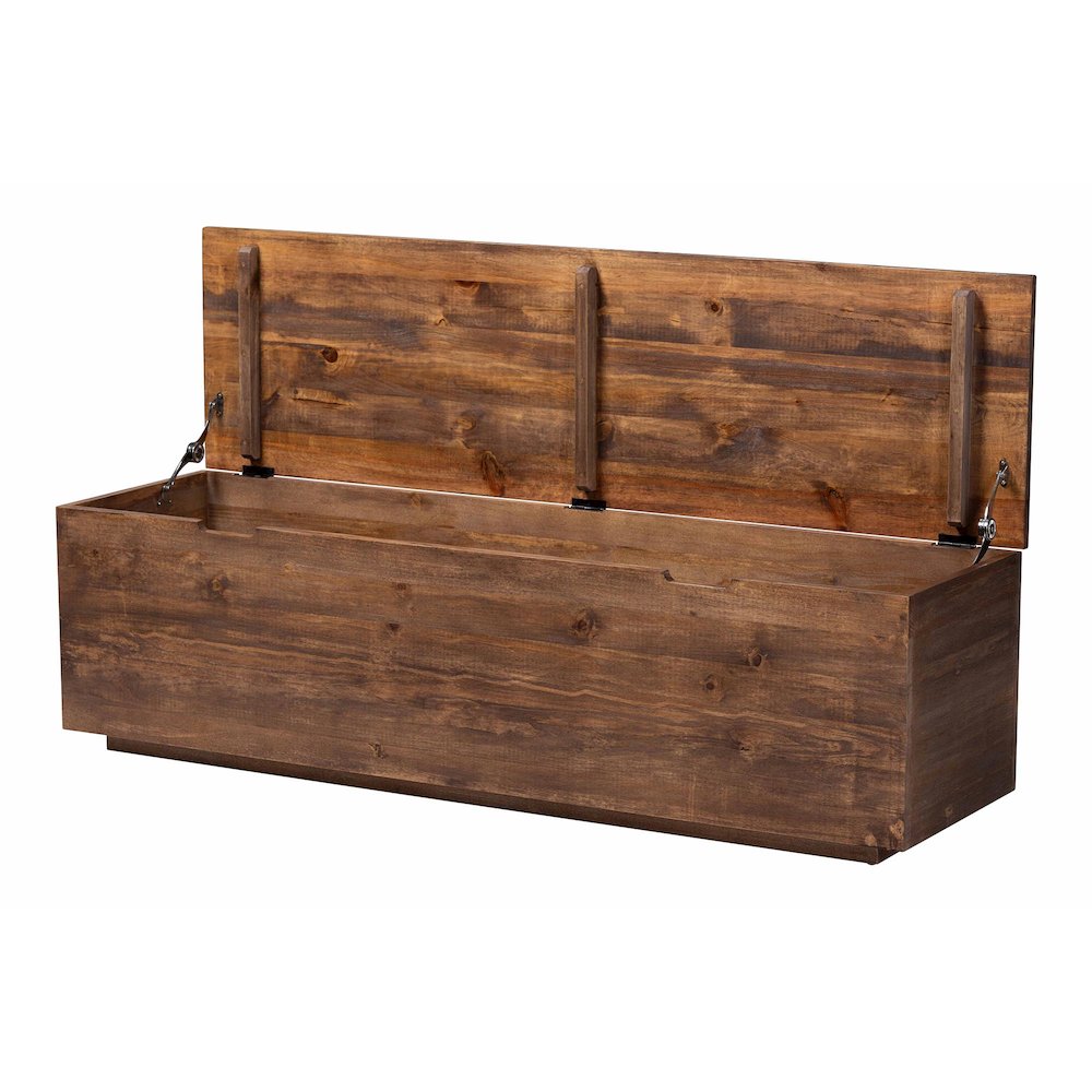 Wood Storage Trunk with Hinged Lid - Rectangular Blanket Chest and Bedroom Bench