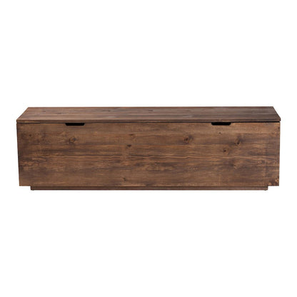 Wood Storage Trunk with Hinged Lid - Rectangular Blanket Chest and Bedroom Bench