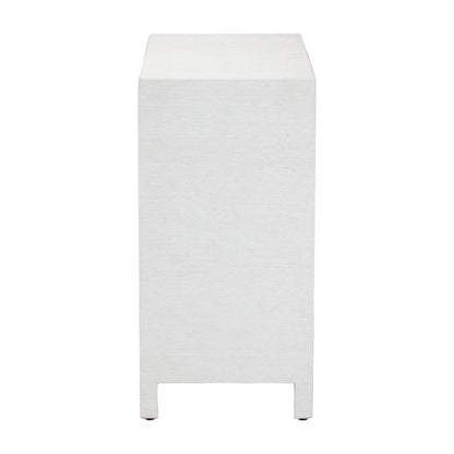 Grasscloth Storage Cabinet - 2-Door Woven Accent Cabinet with Gold Ring Pulls
