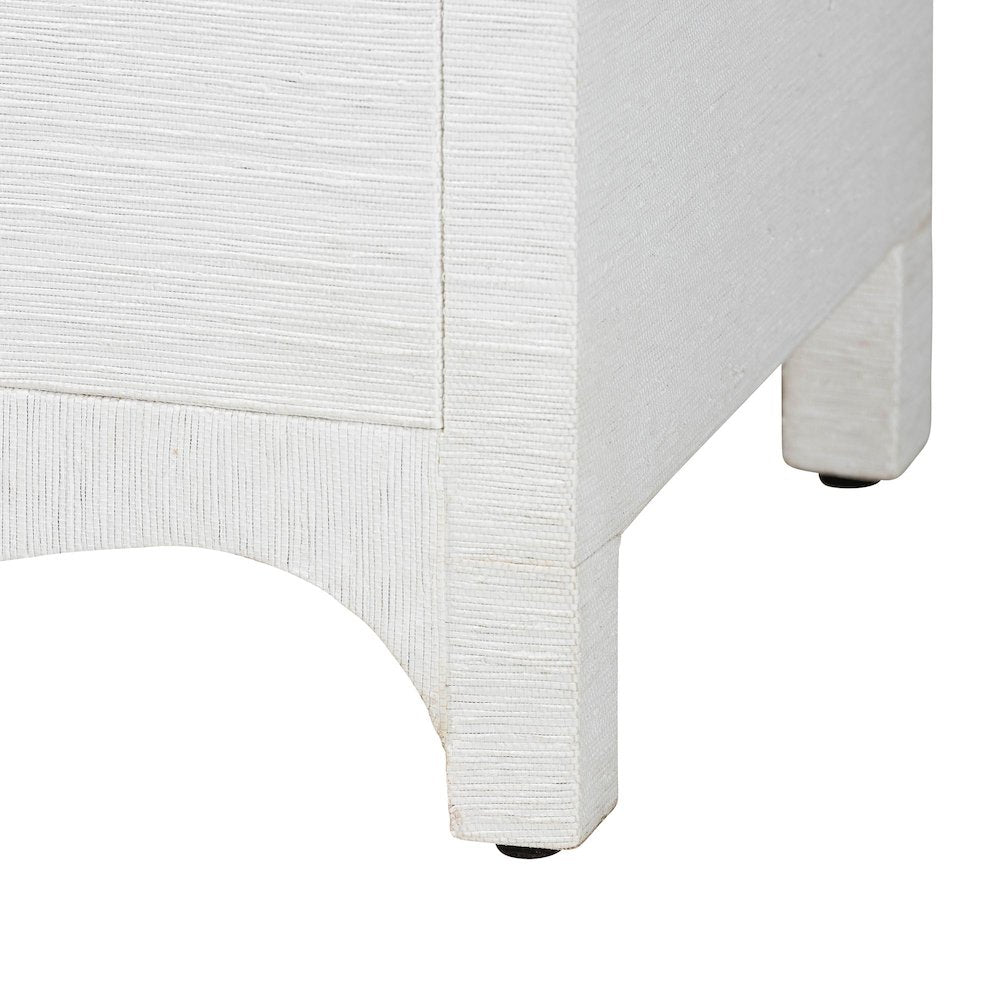 Grasscloth Storage Cabinet - 2-Door Woven Accent Cabinet with Gold Ring Pulls