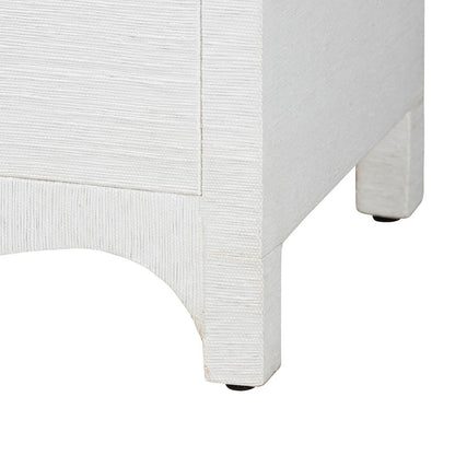 Grasscloth Storage Cabinet - 2-Door Woven Accent Cabinet with Gold Ring Pulls