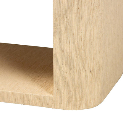 Grasscloth 1-Drawer Nightstand with Open Shelf - Woven Texture Bedside Table