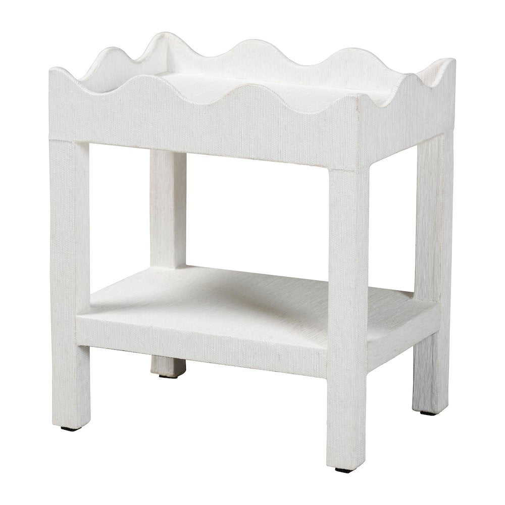 Scalloped End Table - 2-Tier Accent Table with Open Shelf Storage