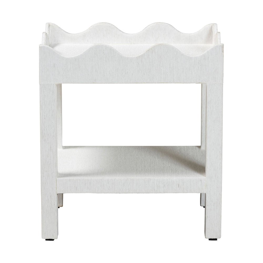 Scalloped End Table - 2-Tier Accent Table with Open Shelf Storage