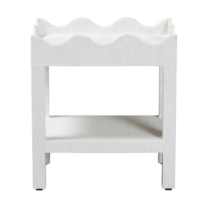 Scalloped End Table - 2-Tier Accent Table with Open Shelf Storage