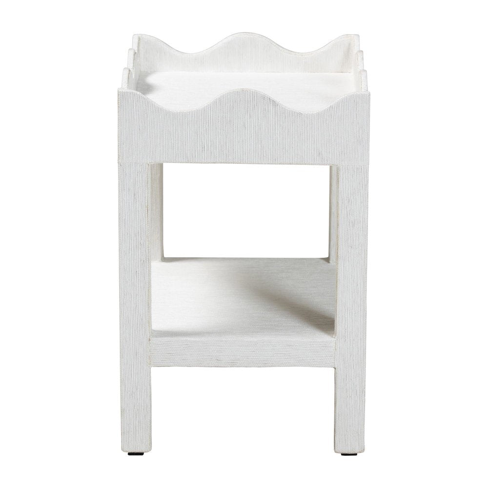 Scalloped End Table - 2-Tier Accent Table with Open Shelf Storage