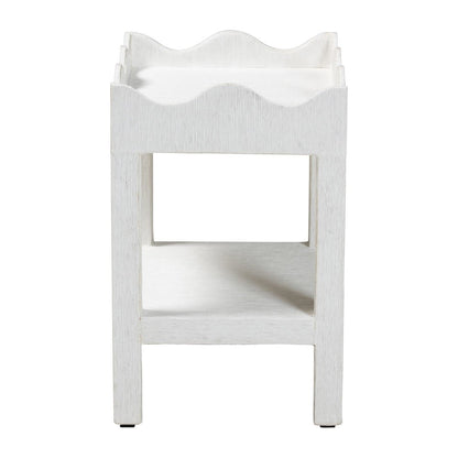 Scalloped End Table - 2-Tier Accent Table with Open Shelf Storage