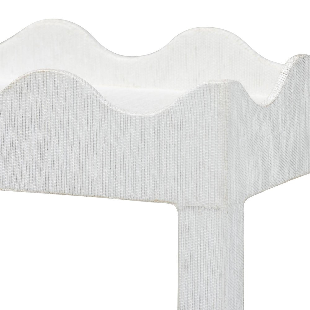 Scalloped End Table - 2-Tier Accent Table with Open Shelf Storage