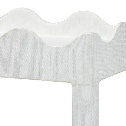 Scalloped End Table - 2-Tier Accent Table with Open Shelf Storage