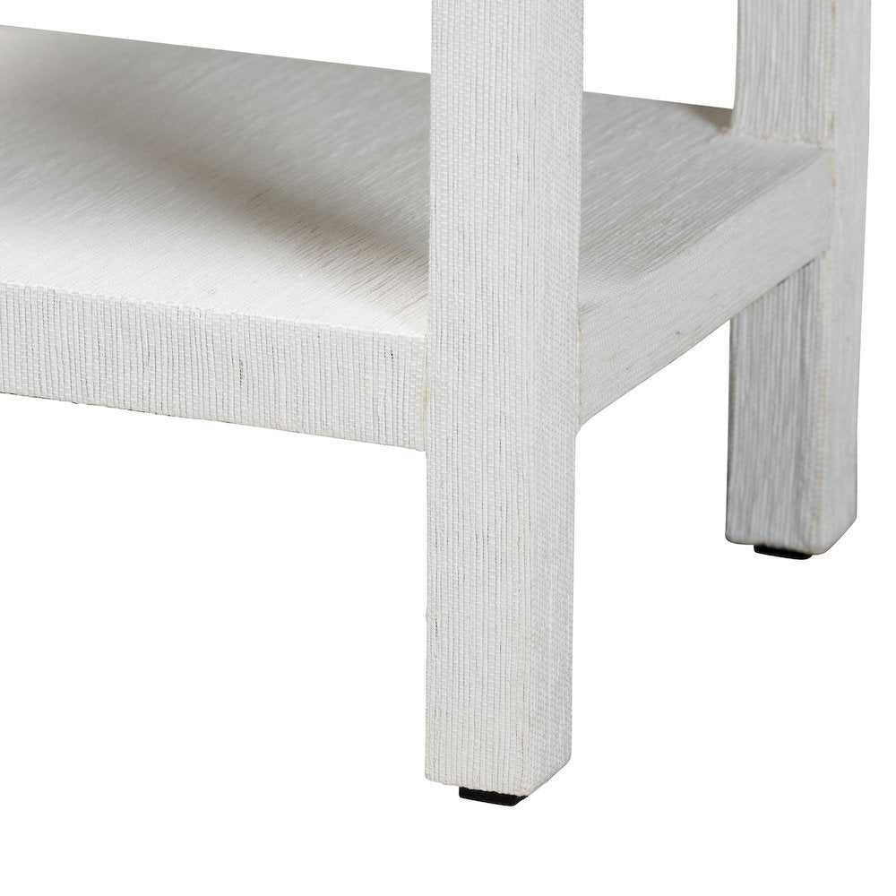 Scalloped End Table - 2-Tier Accent Table with Open Shelf Storage
