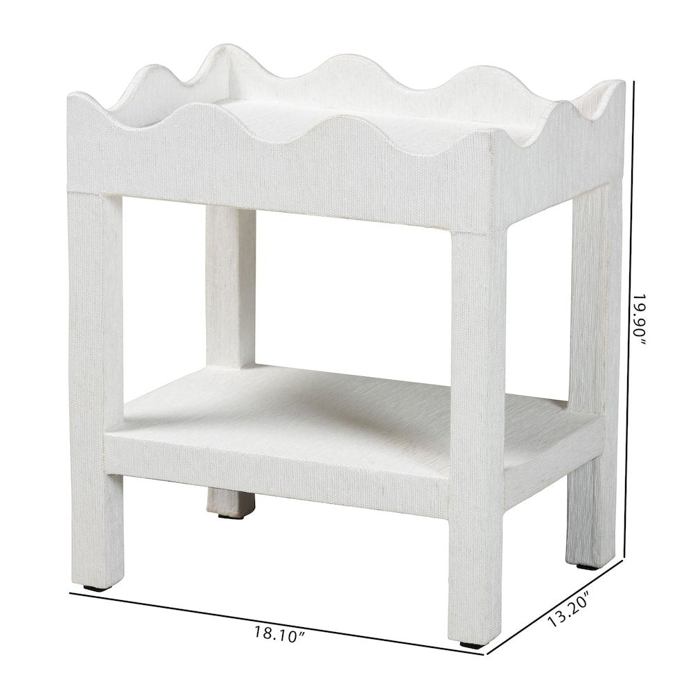 Scalloped End Table - 2-Tier Accent Table with Open Shelf Storage