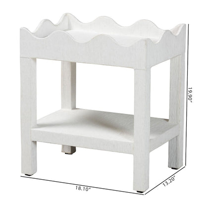 Scalloped End Table - 2-Tier Accent Table with Open Shelf Storage
