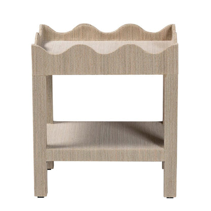Scalloped End Table - 2-Tier Accent Table with Open Shelf Storage