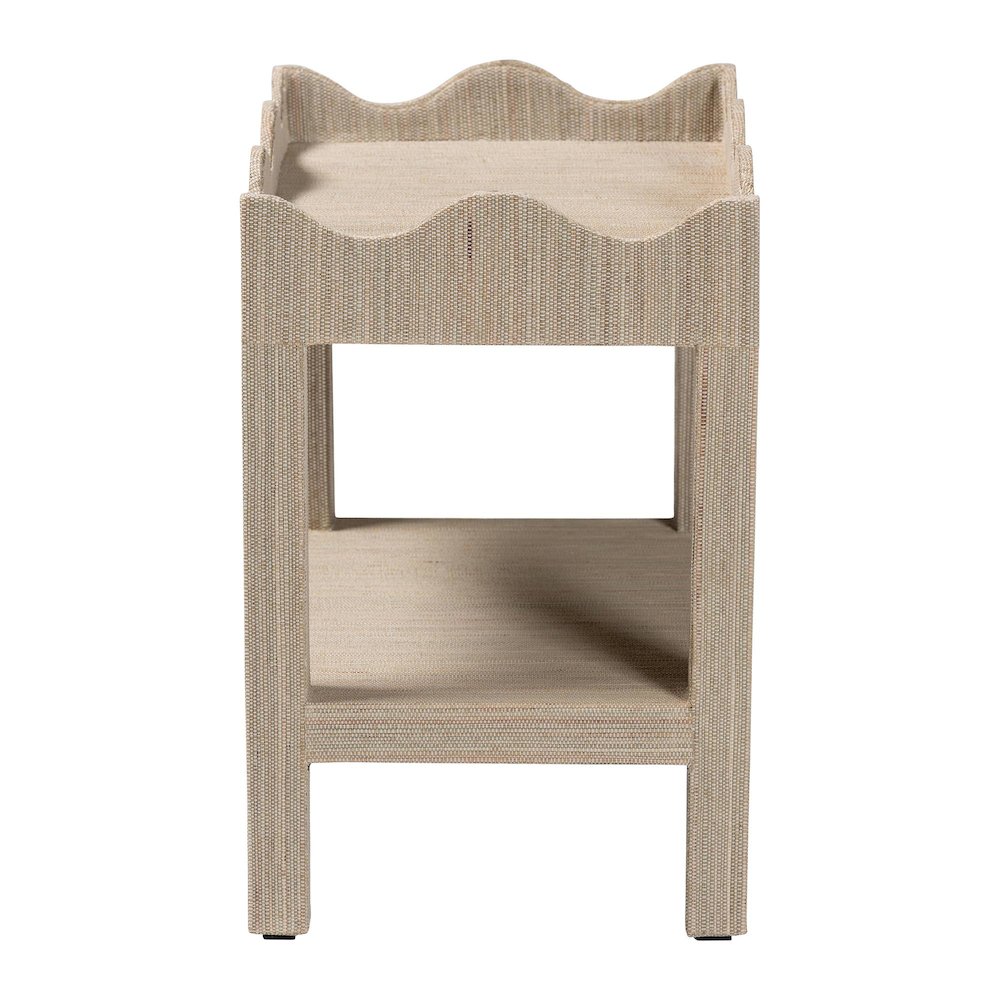 Scalloped End Table - 2-Tier Accent Table with Open Shelf Storage