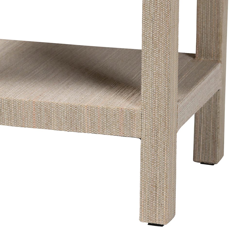 Scalloped End Table - 2-Tier Accent Table with Open Shelf Storage