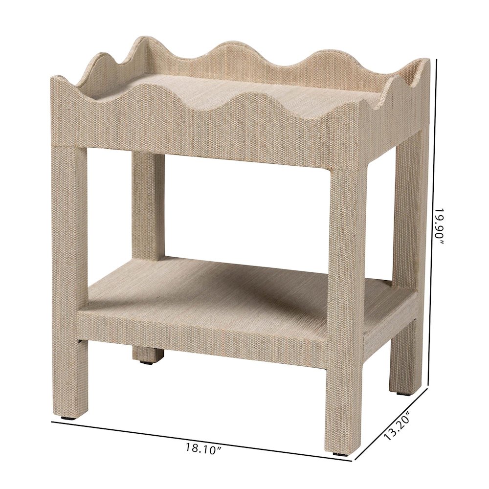 Scalloped End Table - 2-Tier Accent Table with Open Shelf Storage