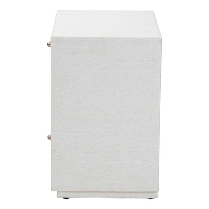 Grasscloth End Table - 2-Drawer Accent Table or Nightstand with Open Shelf