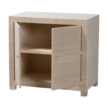 Natural Grasscloth Storage Cabinet - Two-Door Console Storage Solution
