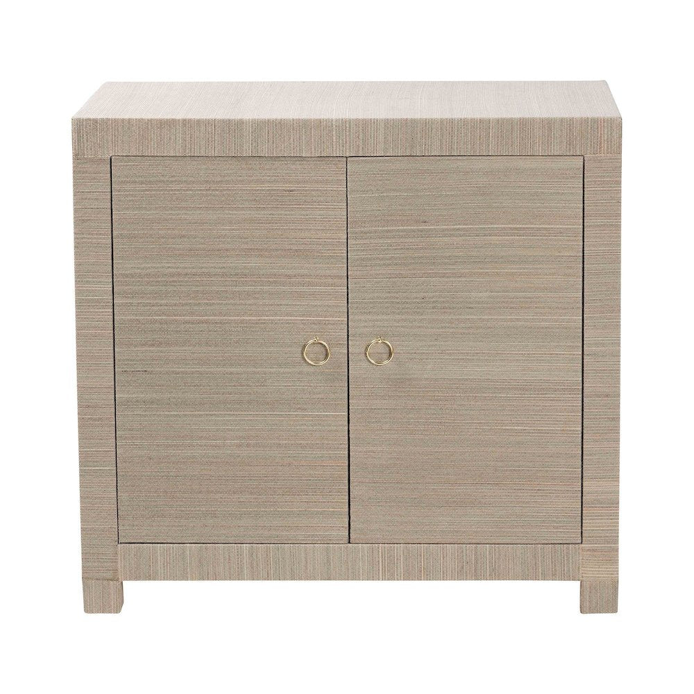 Natural Grasscloth Storage Cabinet - Two-Door Console Storage Solution