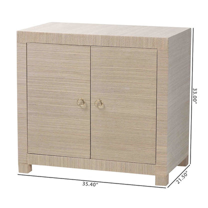 Natural Grasscloth Storage Cabinet - Two-Door Console Storage Solution
