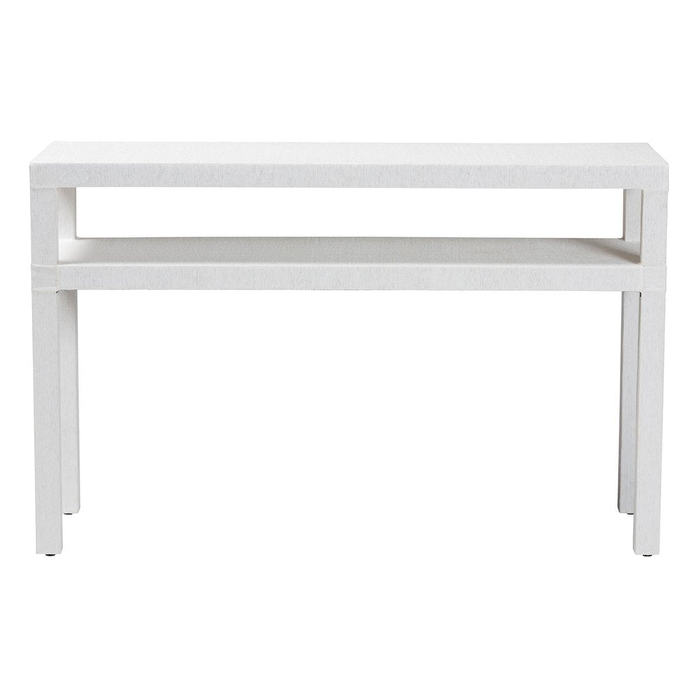 Natural Grasscloth Console Table - Two-Tier Entryway Table with Open Shelf