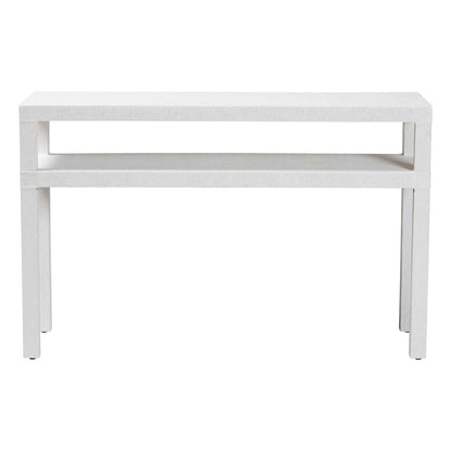 Natural Grasscloth Console Table - Two-Tier Entryway Table with Open Shelf