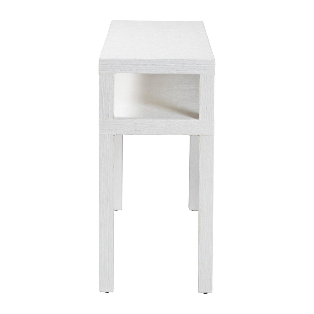 Natural Grasscloth Console Table - Two-Tier Entryway Table with Open Shelf