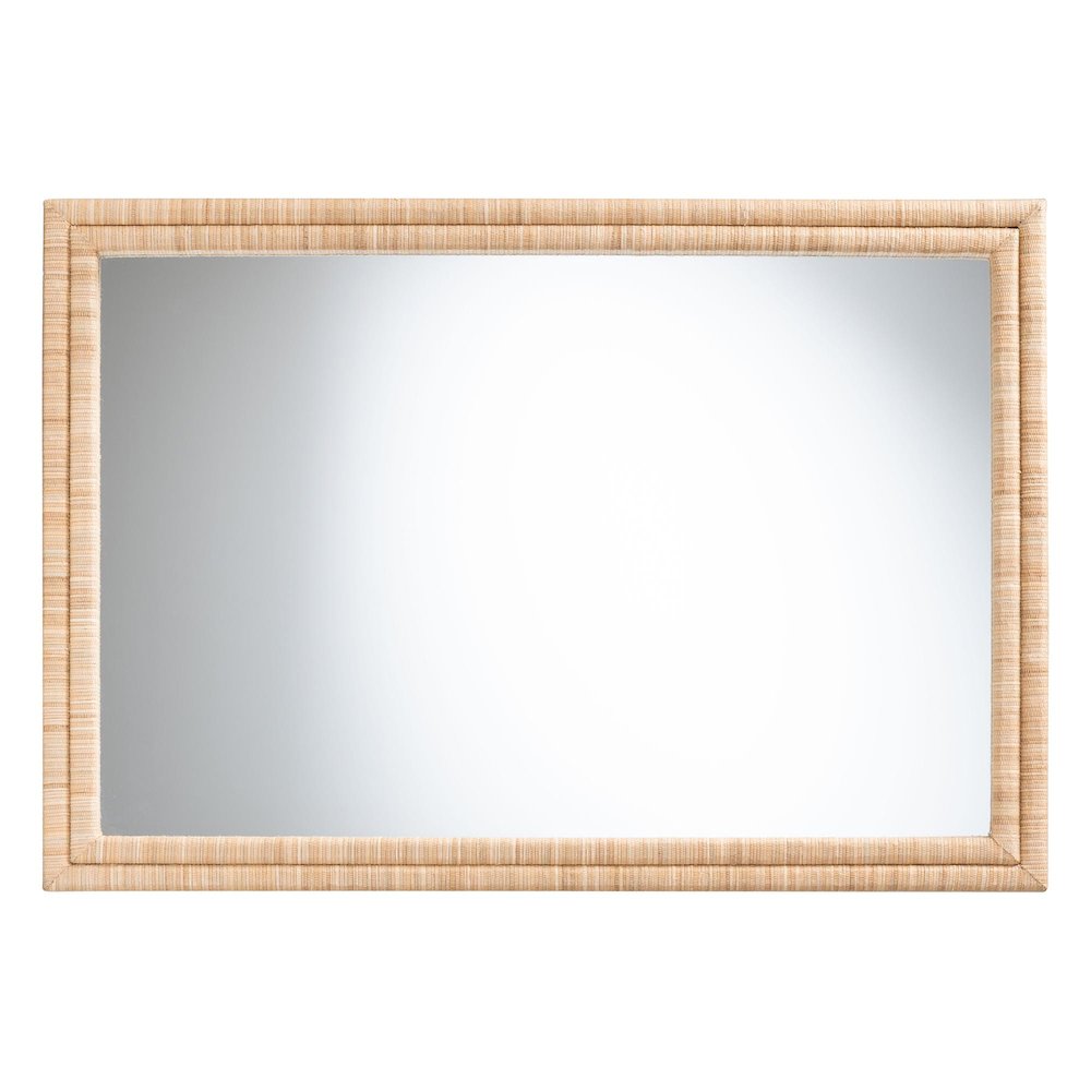 Grasscloth Wall Mirror - Handwoven Rectangle Frame Accent Mirror