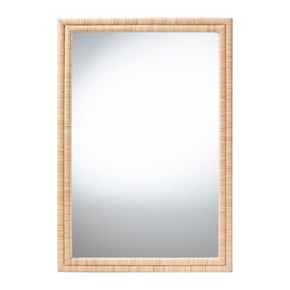 Grasscloth Wall Mirror - Handwoven Rectangle Frame Accent Mirror