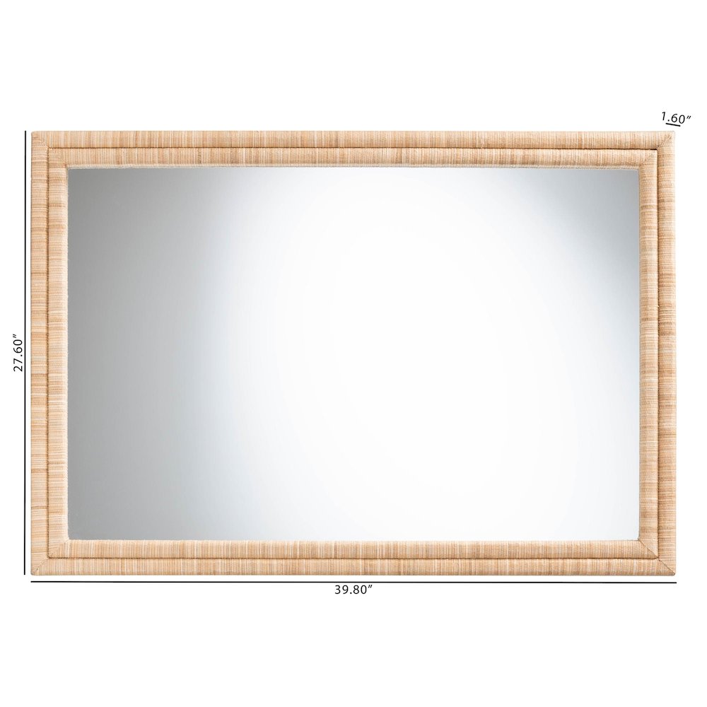Grasscloth Wall Mirror - Handwoven Rectangle Frame Accent Mirror