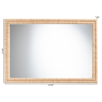 Grasscloth Wall Mirror - Handwoven Rectangle Frame Accent Mirror