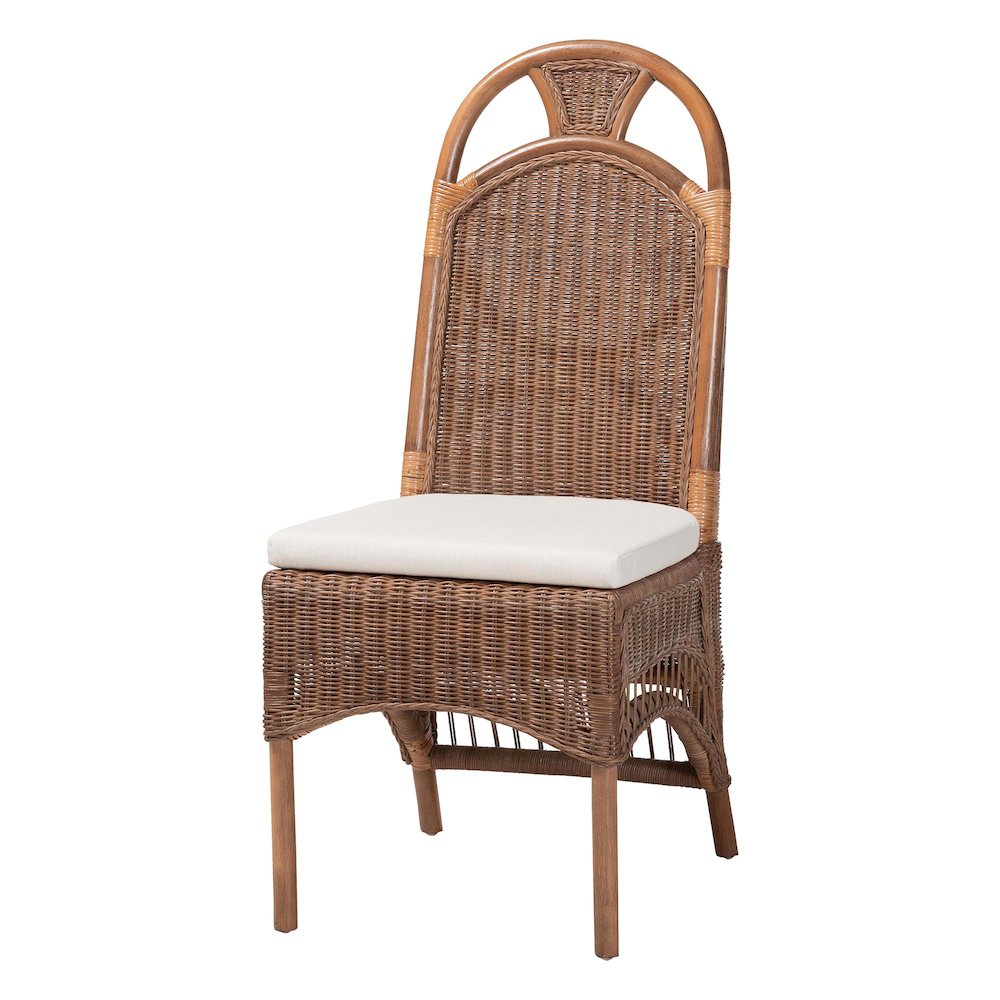Natural Rattan Dining Chair - Handcrafted Wicker Accent Chair