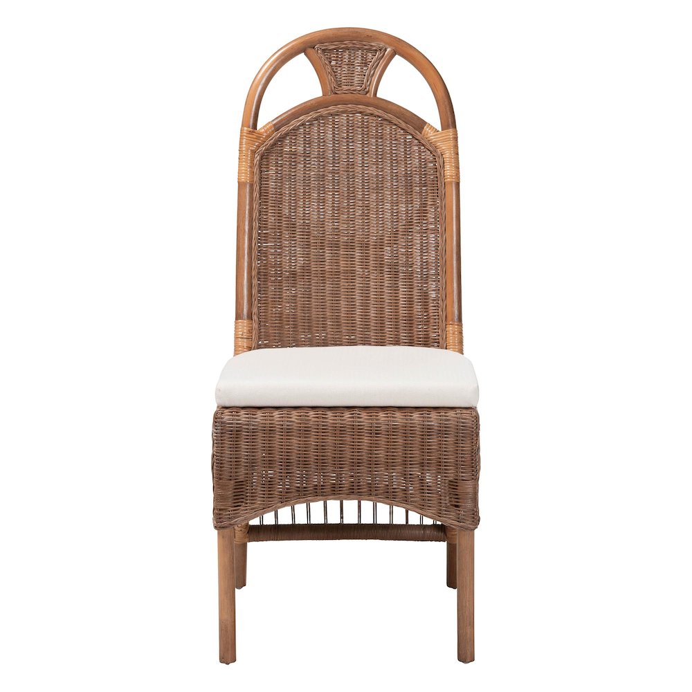 Natural Rattan Dining Chair - Handcrafted Wicker Accent Chair