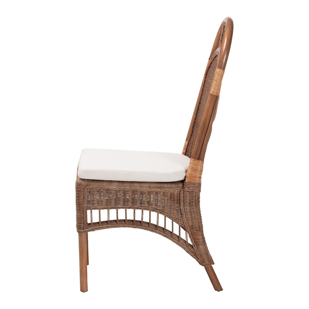 Natural Rattan Dining Chair - Handcrafted Wicker Accent Chair