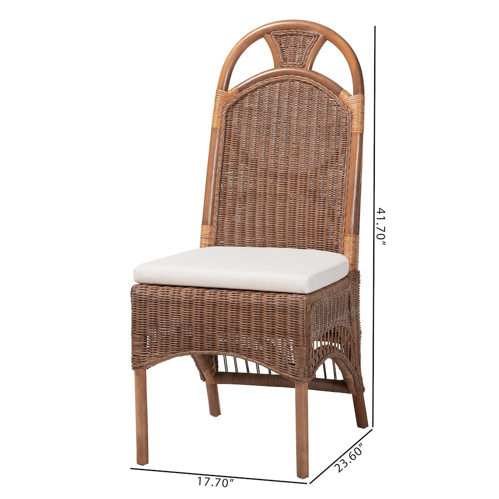 Natural Rattan Dining Chair - Handcrafted Wicker Accent Chair