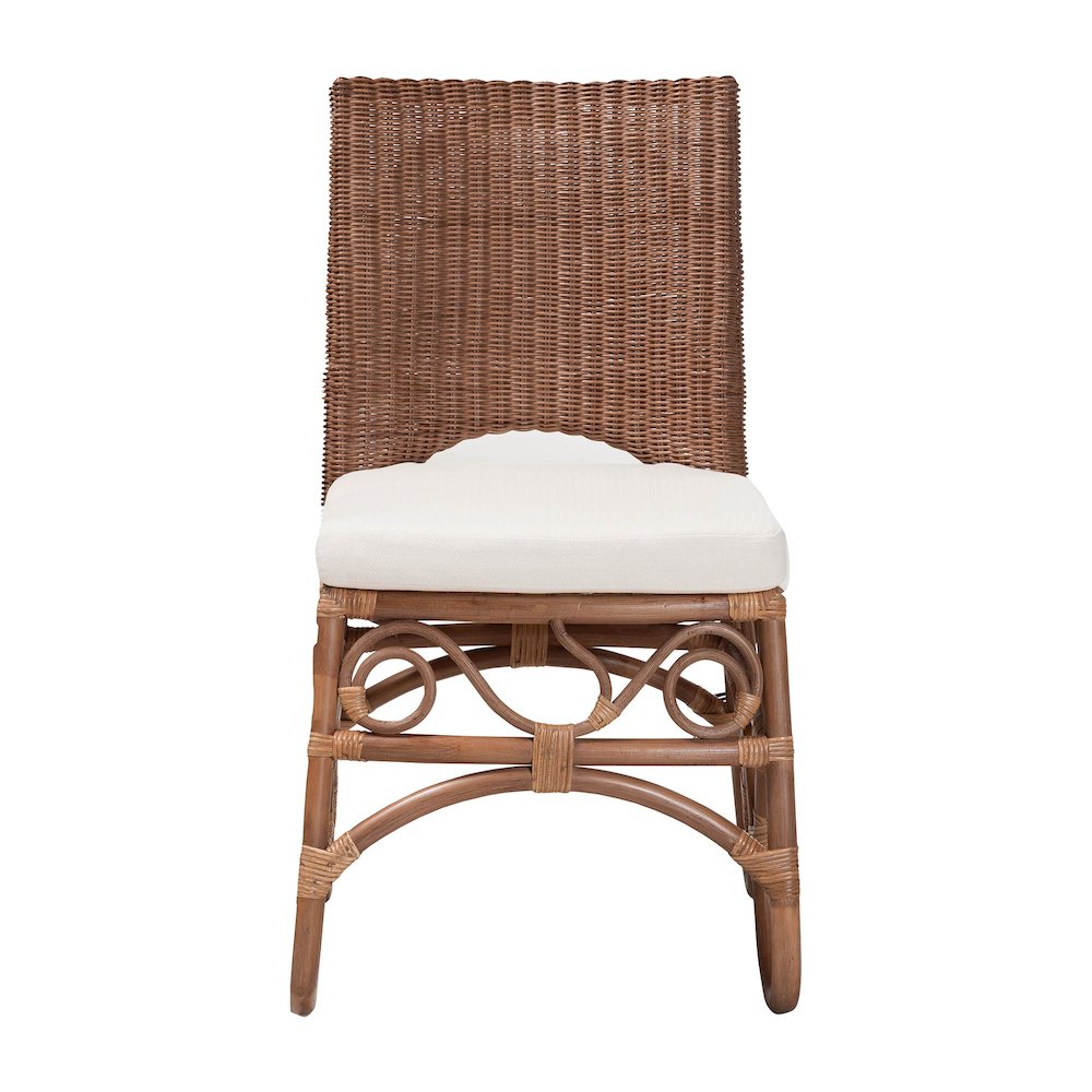 Natural Rattan Dining Chair - Handcrafted Wicker Accent Chair